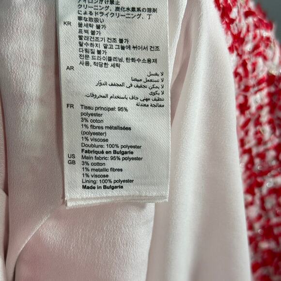 Sandro Paris Red White Tweed Mini Skirt FR 42 US 10 Bouclé Holiday Workwear - Picture 8 of 11